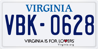 VA license plate VBK0628