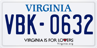 VA license plate VBK0632