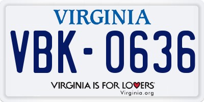 VA license plate VBK0636
