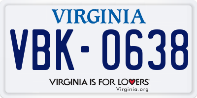 VA license plate VBK0638