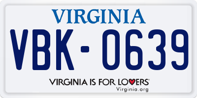 VA license plate VBK0639