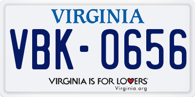 VA license plate VBK0656