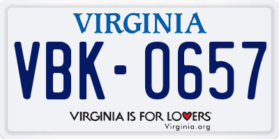 VA license plate VBK0657