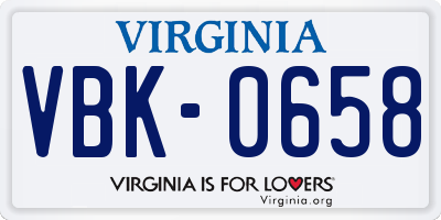 VA license plate VBK0658