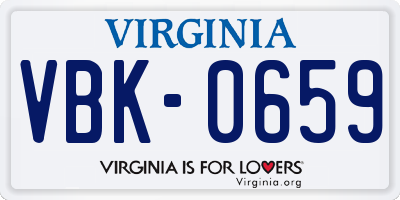 VA license plate VBK0659