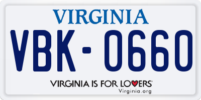 VA license plate VBK0660