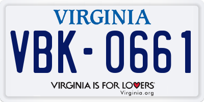VA license plate VBK0661
