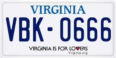 VA license plate VBK0666