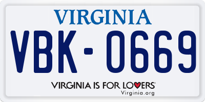 VA license plate VBK0669