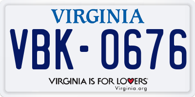 VA license plate VBK0676