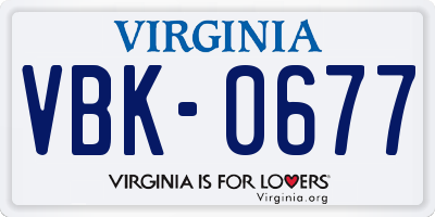 VA license plate VBK0677
