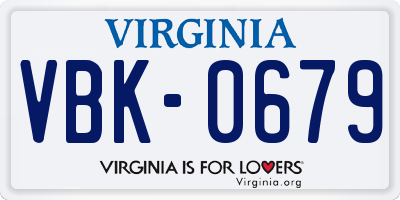VA license plate VBK0679