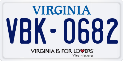 VA license plate VBK0682