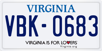 VA license plate VBK0683