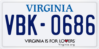 VA license plate VBK0686