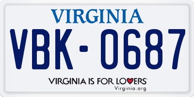 VA license plate VBK0687