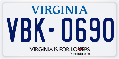 VA license plate VBK0690