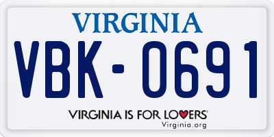 VA license plate VBK0691