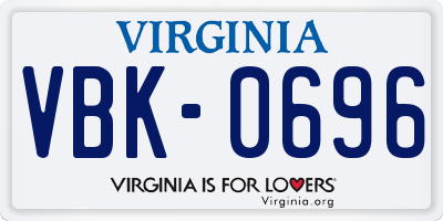 VA license plate VBK0696