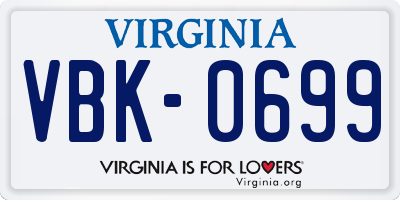 VA license plate VBK0699