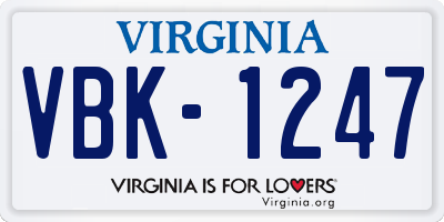 VA license plate VBK1247