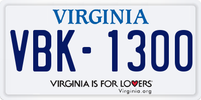 VA license plate VBK1300
