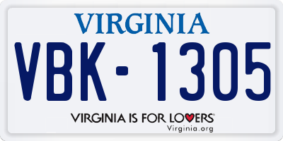 VA license plate VBK1305