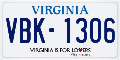 VA license plate VBK1306