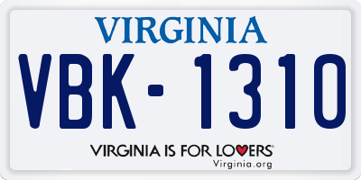 VA license plate VBK1310