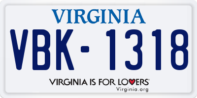 VA license plate VBK1318