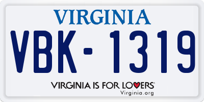 VA license plate VBK1319