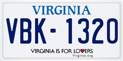 VA license plate VBK1320