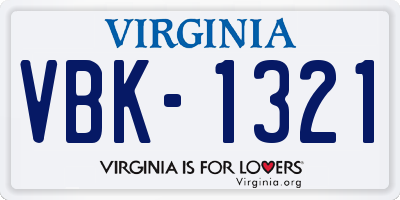 VA license plate VBK1321