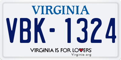 VA license plate VBK1324