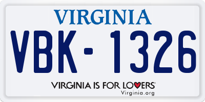 VA license plate VBK1326