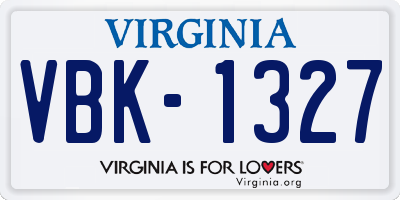 VA license plate VBK1327