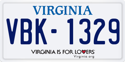 VA license plate VBK1329