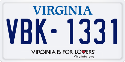 VA license plate VBK1331