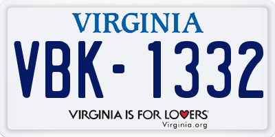 VA license plate VBK1332