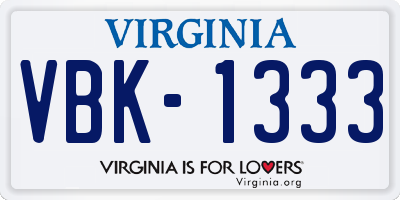 VA license plate VBK1333