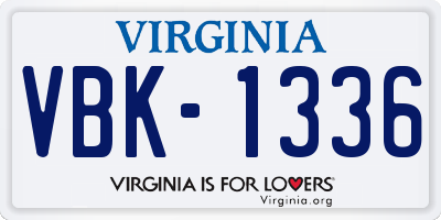 VA license plate VBK1336