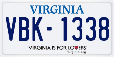 VA license plate VBK1338