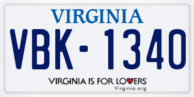 VA license plate VBK1340