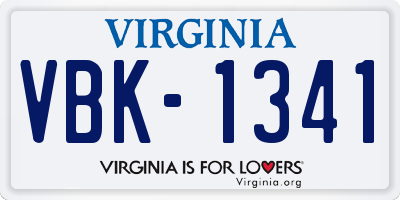 VA license plate VBK1341