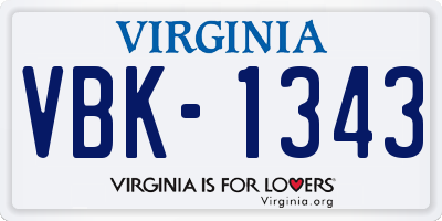 VA license plate VBK1343