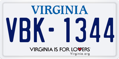 VA license plate VBK1344