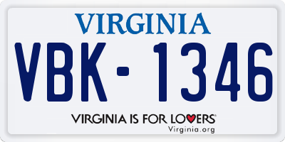 VA license plate VBK1346