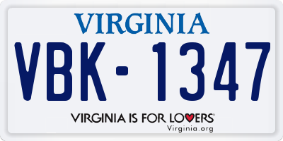VA license plate VBK1347