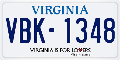 VA license plate VBK1348
