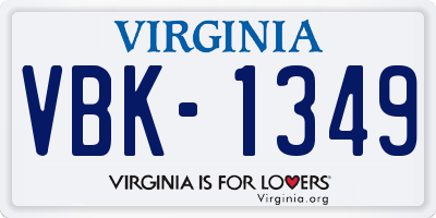 VA license plate VBK1349